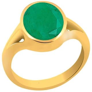 RS Jewellers Certified Emerald Panna 5.64 Carat Panchdhatu Gold Plating Astrological Ring for Men Women