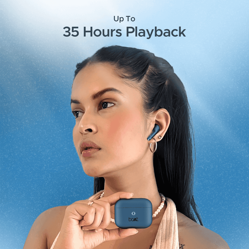 boAt Airdopes Alpha | True Wireless Earbuds with 35 Hours Playback, 13mm Drivers, ENx™ Tech, ASAP™ Charge, IWP™ Technology Deep Blue view 2
