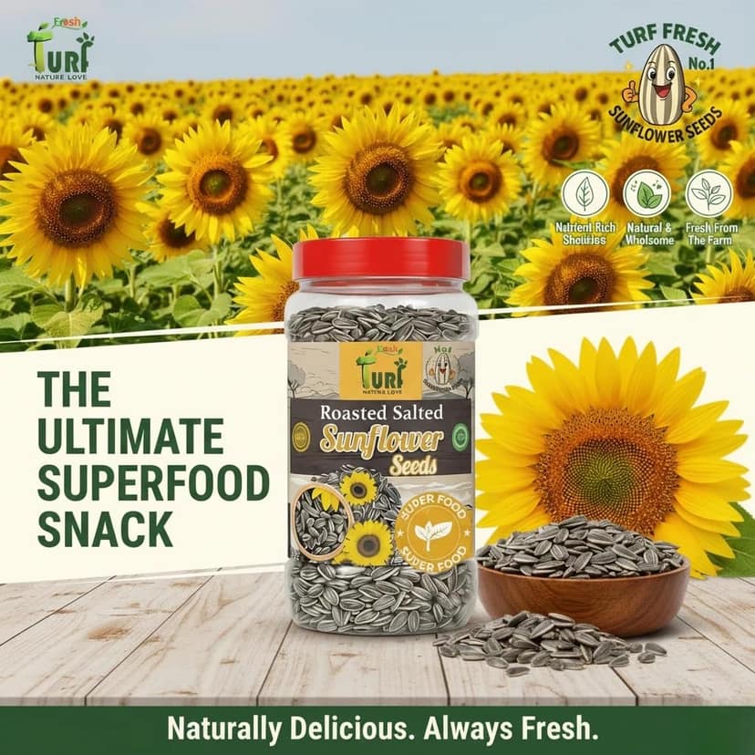 TURF FRESH - Roasted Salted Jumbo Sunflower Seeds | Surajmukhi Beej – The Ultimate Superfood Snack! A+ GRADE SEEDS Healthy Snacks view 2