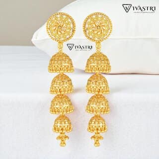 Vivastri Top Trending Alloy Gold Plated Jhumki Earrings for Women & Girls [VIVA2329ERG]