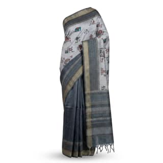 Blue Gray Sambalpuri Saree