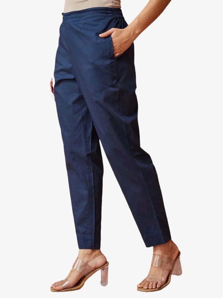 Women's Solid Cotton Trousers view 2