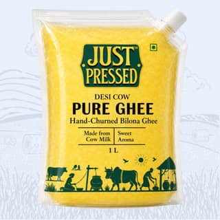 Just Pressed - Pure Cow Ghee - Bilona Chruned - 1 Ltr pouch