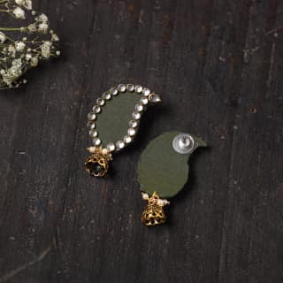 Green - Chhavi Stone Work Fabart Earrings
