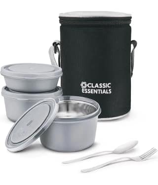 Classic Essenitals Stainless Steel Lunch Box 3 - Container ( Pack of 1 )