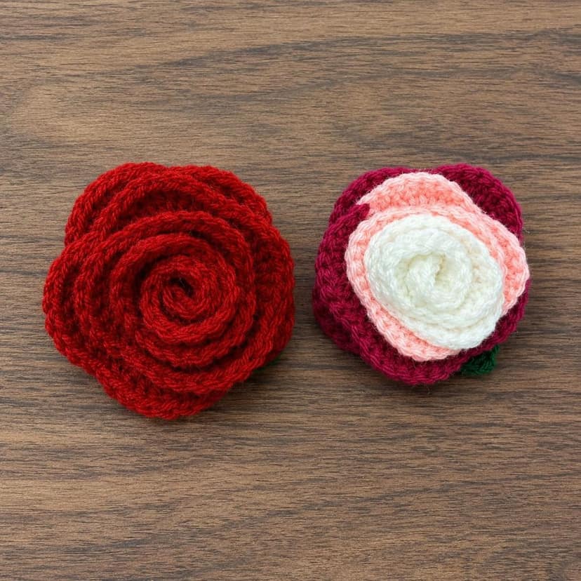 Rareity Aromatic Handmade Crochet Rose Flower Hair Clips for Women & Girls | Soft Yarn Floral Hair Accessories | Red & Multicolor Stylish Hair Clips | Elegant Handmade Design for Daily Wear, Party & Gifting view 2