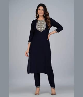 Mishree Collection - Turquoise A-line Rayon Women's Stitched Salwar Suit ( Pack of 1 )