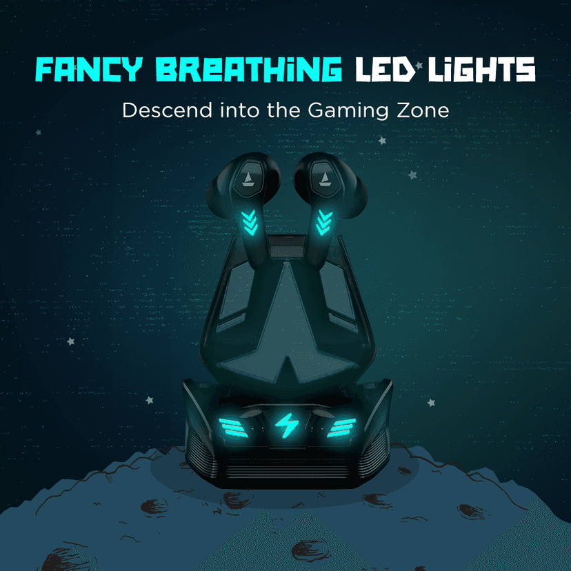 boAt Airdopes 190 | Wireless Earbuds with 40 Hours of Playtime, Beast Mode, RGB Lights Featuring ENx™ tech Black view 2