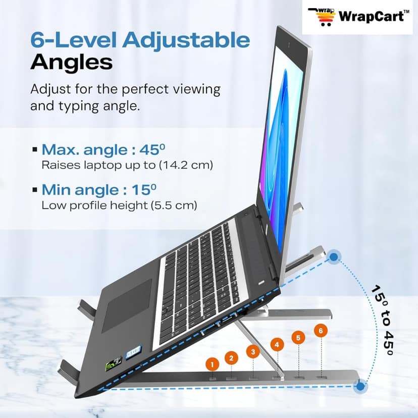 6 Angles Adjustable Aluminum Ergonomic Foldable Portable Laptop Riser Stand view 2