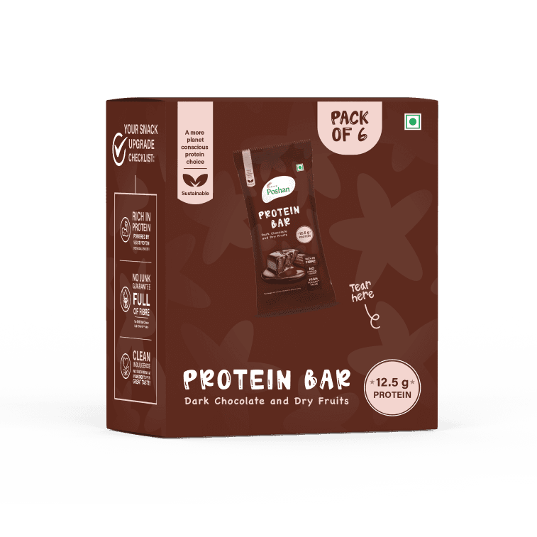 Acme Poshan Protein Bar Dark Chocolate and Dry Fruits 50g, 12.5g Protein - Pack of 6
