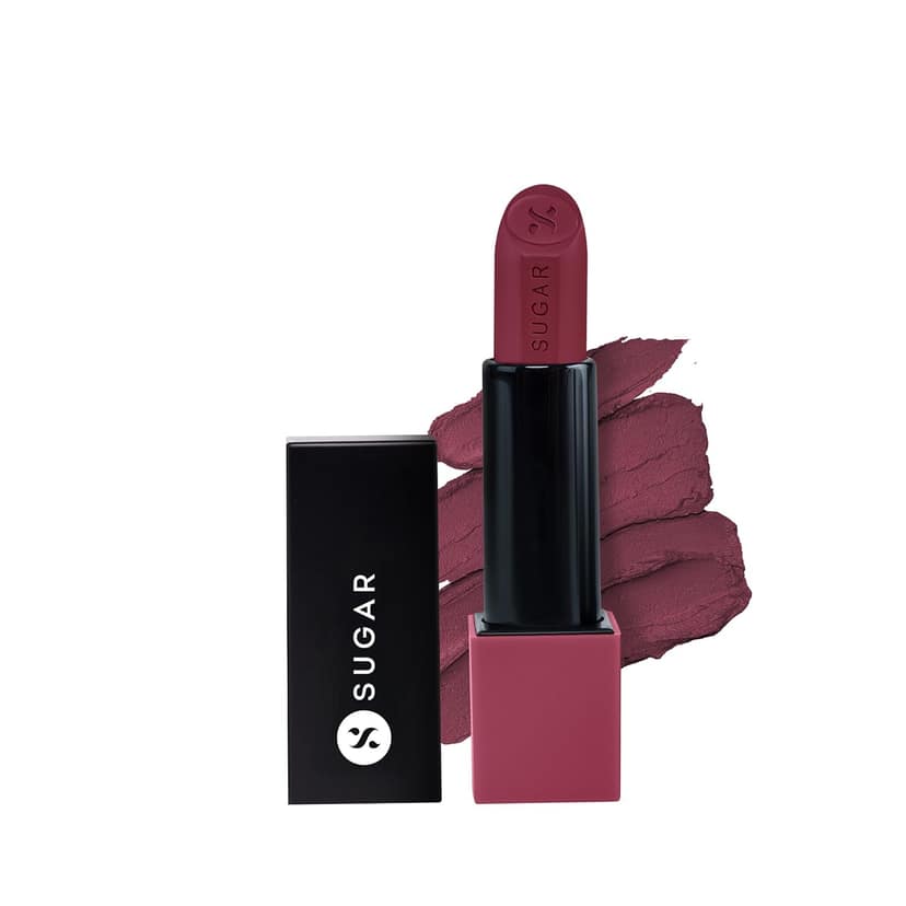SUGAR Cosmetics Glide Peptide Serum Lipstick with Hyaluronic Acid & Vitamin E | Velvet Matte Lipstick for Indian Skin | 1-Swipe Full Coverage | 4.2gm - 06 Moscow Mulberry SUGAR Cosmetics Glide Peptide Serum Lipstick with Hyaluronic Acid & Vitamin E | Vel
