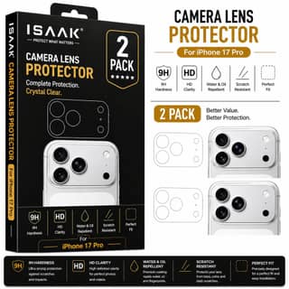 ISAAK Back Camera Lens Protector compatible for Apple iPhone 17 Pro (Pack of 2)