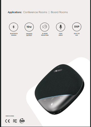 A&T AIR 200 Conference Speakerphone with AI Noise Reduction & 8 Mic Array for Boardrooms
