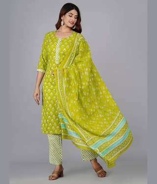 Mishree Collection - Turquoise Straight Cotton Women's Stitched Salwar Suit ( Pack of 1 )