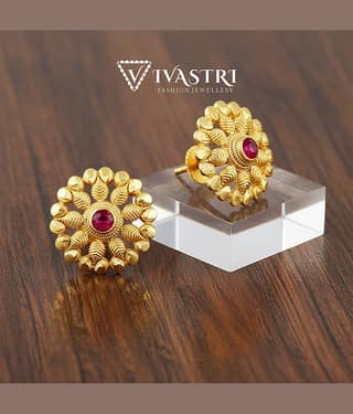 VIVASTRI Golden Stud Earrings ( Pack of 1 )