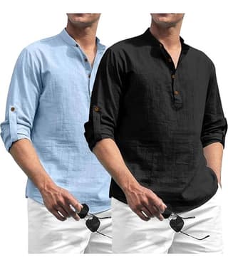 Yugnik Pink Cotton Men's Regular Kurta ( Pack of 2 )