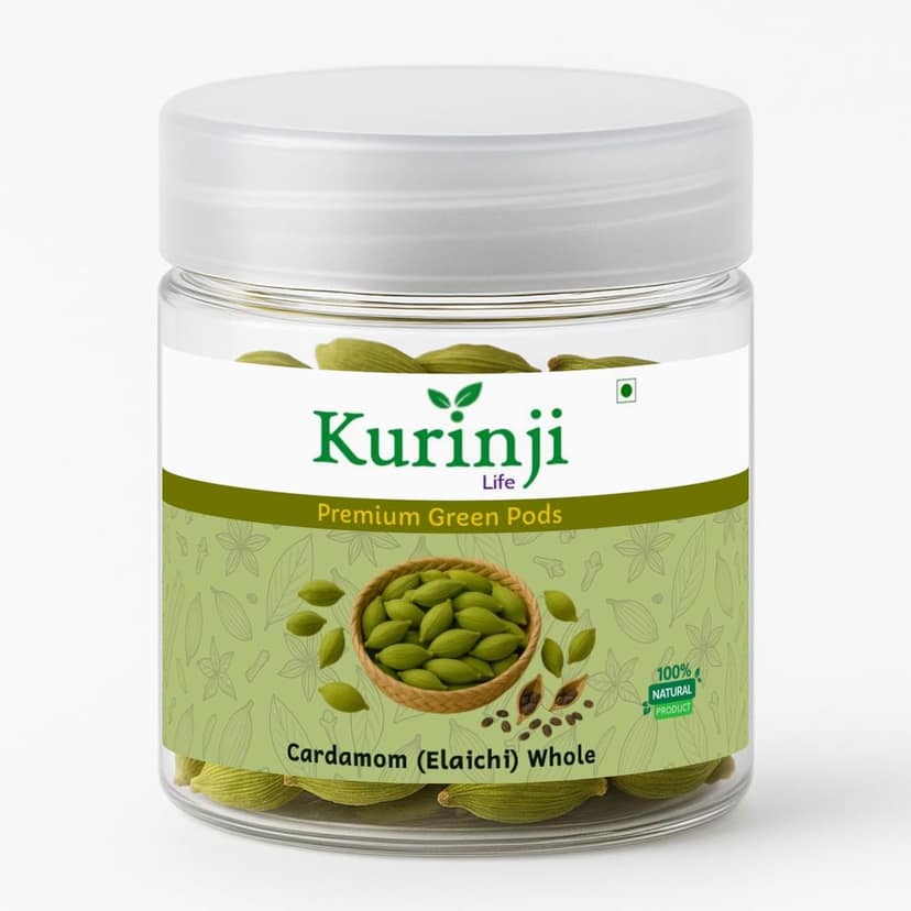 Kurinji Life Premium Green Cardamom Pods | Bold, Aromatic Elaichi | Natural Spice for Tea, Cooking & Ayurveda | Handpicked & Sun-dried view 2