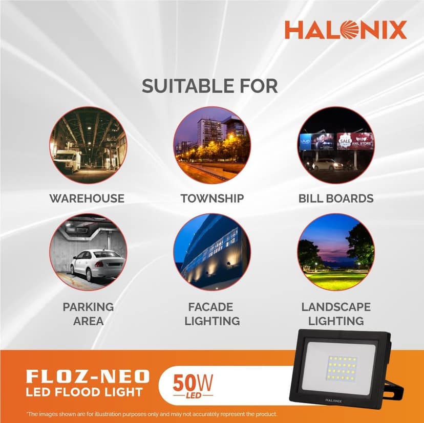 Aluminium 50W Led Outdoor Flood Light Waterproof- Ip66 Led Lights With 120° Wide Beam|Halogen Light,Focus Light For Garage,Parking,Shop-(Cool White)-Pack Of 1|Short Circuit&Surge Protection. view 2