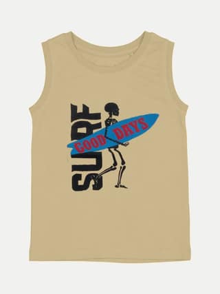 Teen Boys Beige printed tanktop