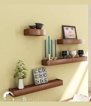 Home Sparkle Floating Shelves Brown Wood - Pack of 4