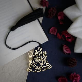 Ganesha Brass Metal Bookmark with Simple Black Tassel, Unique Design for Spiritual Reading for Book Lovers and Gifting. (pack of 3)