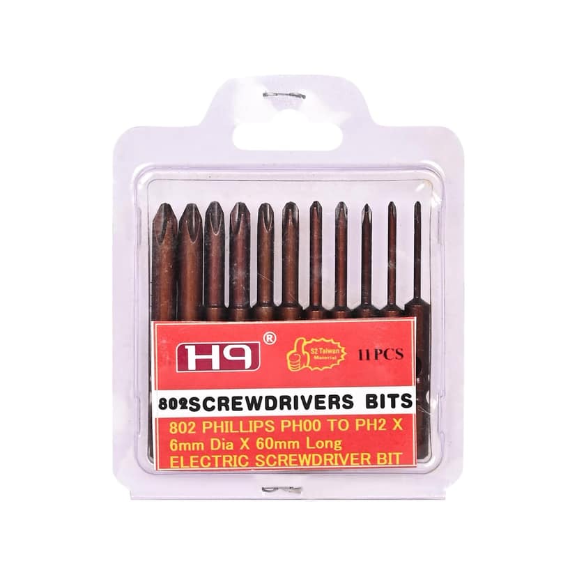 H9 11Pcs 1.6-6.0mm Cross- Plus Philips Screwdriver Bit Set 6mm Round Shank for 802 Electric Screwdriver Bits view 2