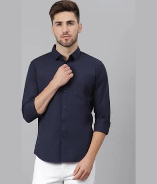 Dennis Lingo - White 100% Cotton Slim Fit Men's Casual Shirt ( Pack of 1 )