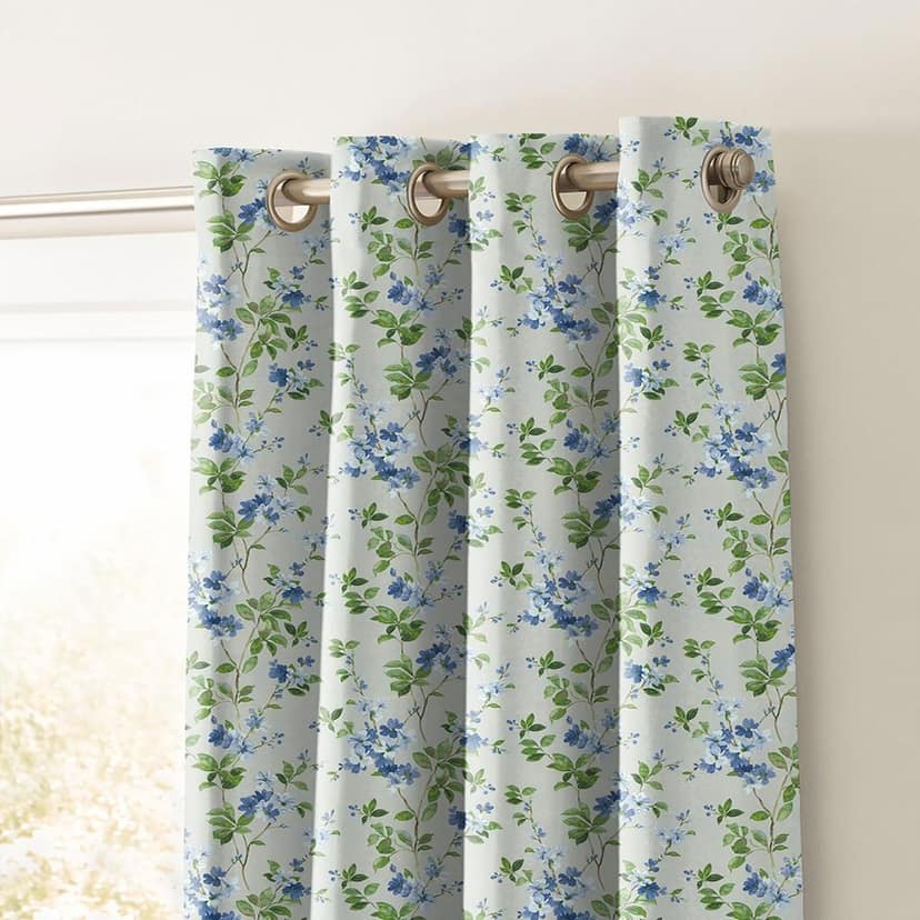 Ddecor Curtain Pack of 1, Polyster Digital Print Floral Curtain, Door 7 FT, Garnet, Room Darkening |135 CM X 225 CM, Blue view 2