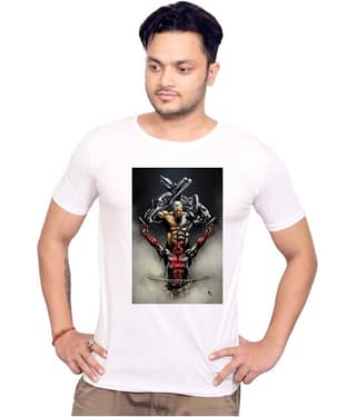 Nityanand Enterprises White Cotton Blend T-Shirt