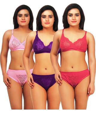 TCG Multi Color Cotton Lycra Bra & Panty Set