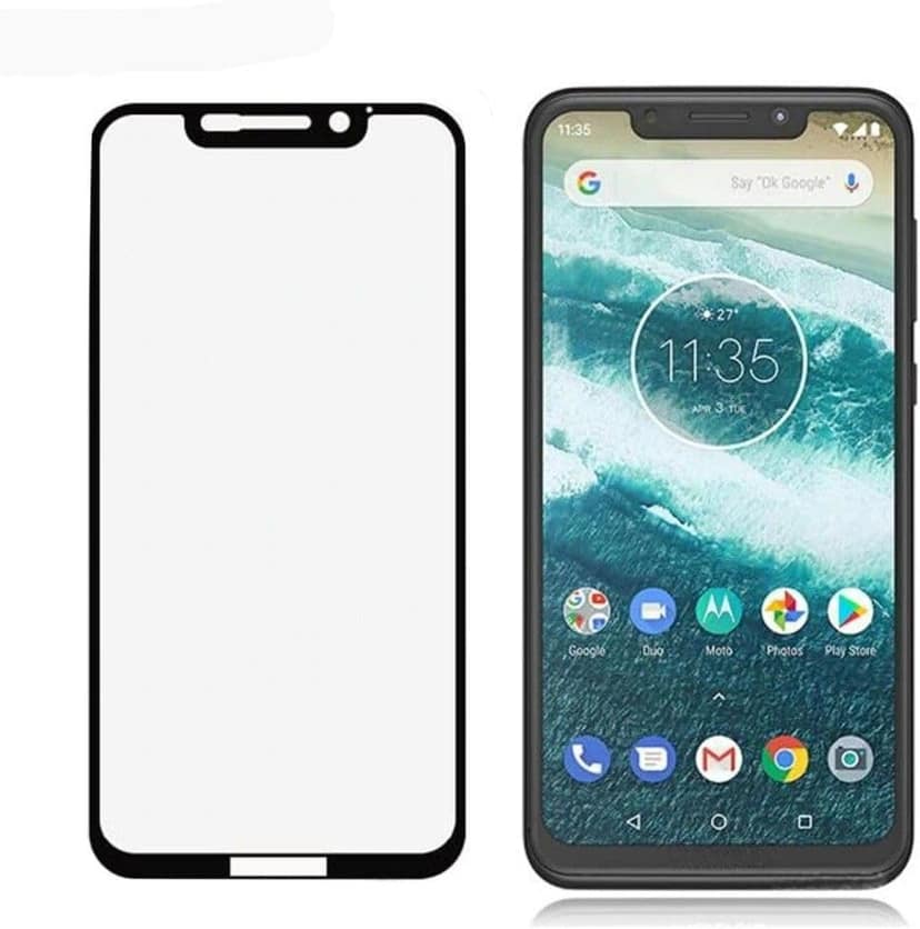 PLUGTECH Advanced Tempered Glass With Anti-Explosion 9H Hardness Edge-To-Edge Coverage Screen Guard for MOTOROLA ONEPOWER 9H BLK