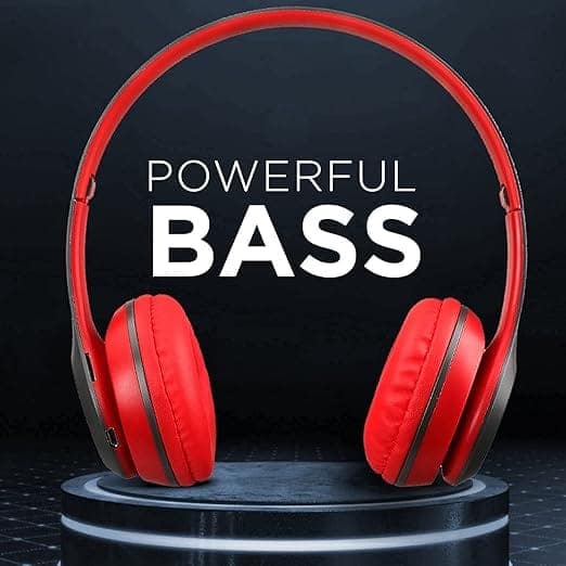 Wireless Bluetooth Headphones P-47 with Mic, Deep Bass, Foldable On Ear Headset for Mobile, Laptop, Gaming & Calls view 2