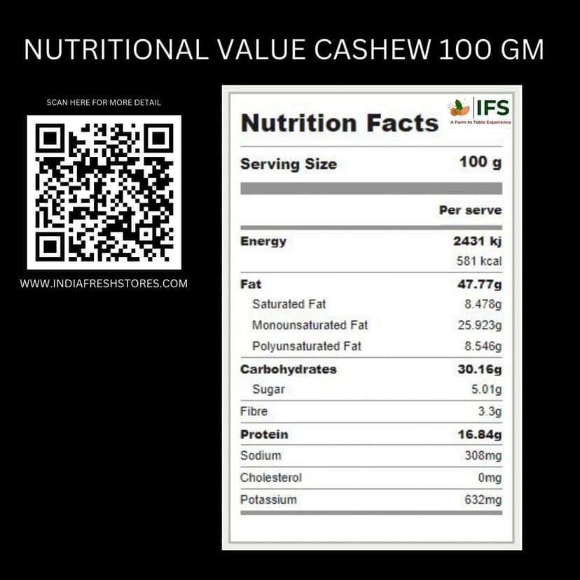 NATURAL WHOLE CASHEW 250 GM view 2