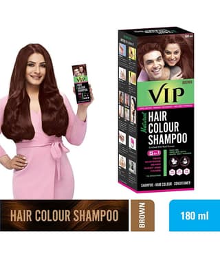 VIP Hair Colour Shampoo Ammonia Free Permanent Hair Color 180 mL Brown