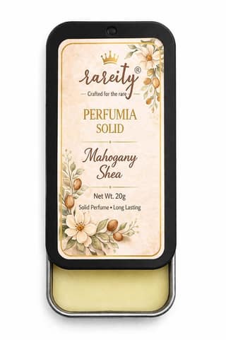 Rareity Solid Perfume – 20g Mahogany Shea Fragrance | Warm Woody Long Lasting Balm Perfume | Pocket Solid Perfume for Men & Women | Alcohol-Free, Beeswax & Shea Butter| Travel-Friendly