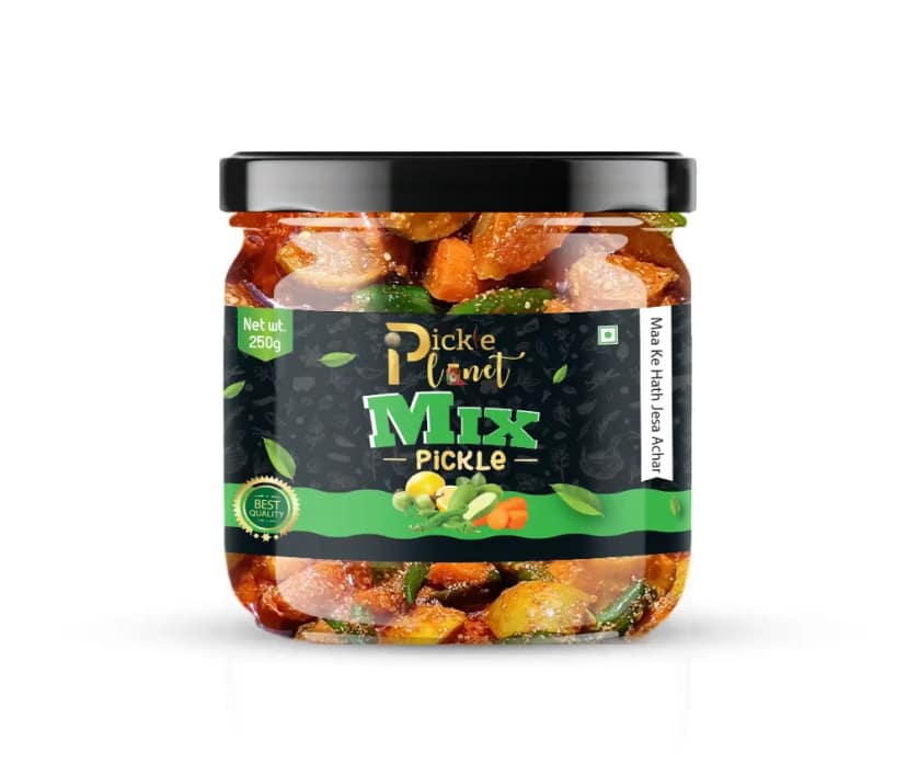 Pickle Planet Mix Pickle | Homemade Pickle | Authentic, Tangy & Delicious Taste | No Artificial Color and Flavors | Gluten Free | Mix Achar (250g)