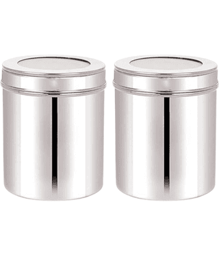 Visaxmi Steel Container Set Steel Silver Utility Container ( Set of 2 )