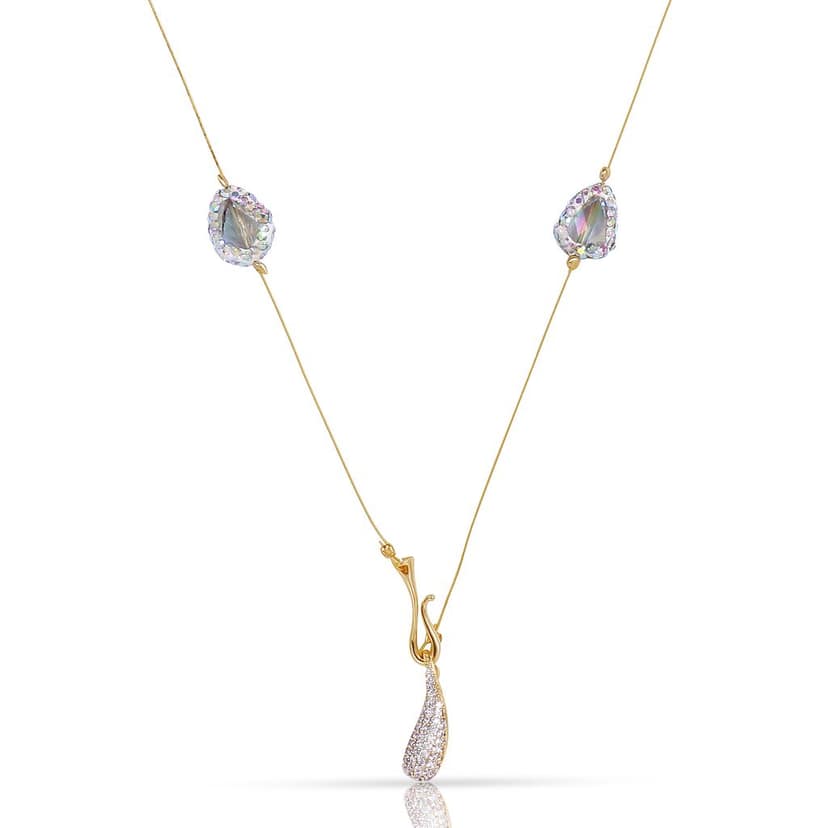 Aqua Aurora Hydro Bead Necklace that glows like morning dew view 2