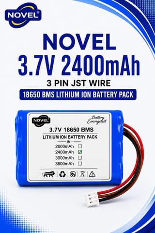 NOVEL 3.7V BMS 18650 LITHIUM ION DUAL BATTERY PACK WITH JST 3PIN- 2400mAh
