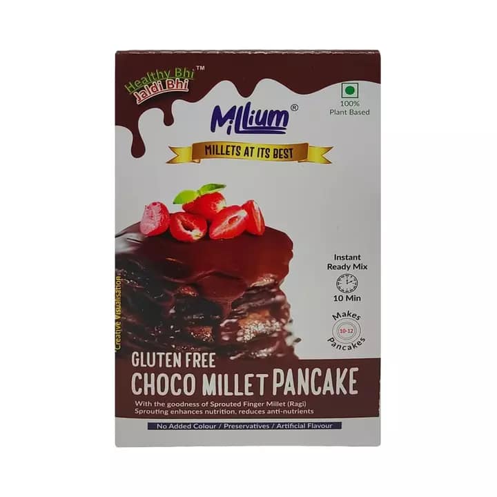 Millium Choco Millet Pancake Mix with Sprouted Finger Millet and Oats No Maida No Added Sugar No Egg 150g view 2