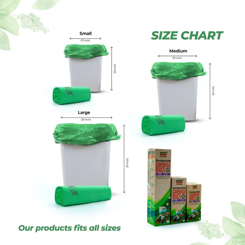 Good2go 3 Rolls of 15 Compostable Garbage Bags (45 Bags Total) - 17" x 19" - Eco-Friendly and Strong Trash Bags view 2