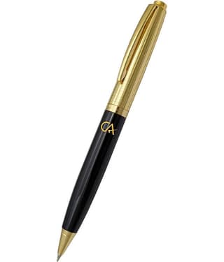 UJJi CA Logo Golden Textured Pattern Cap in Brass Ball Pen