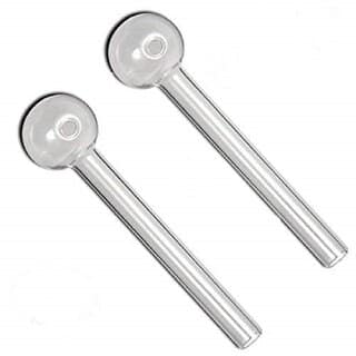 Farman Handicraft Glass Oil Burner Pipe Transparent, 5 Inch (White) -Pack of 4