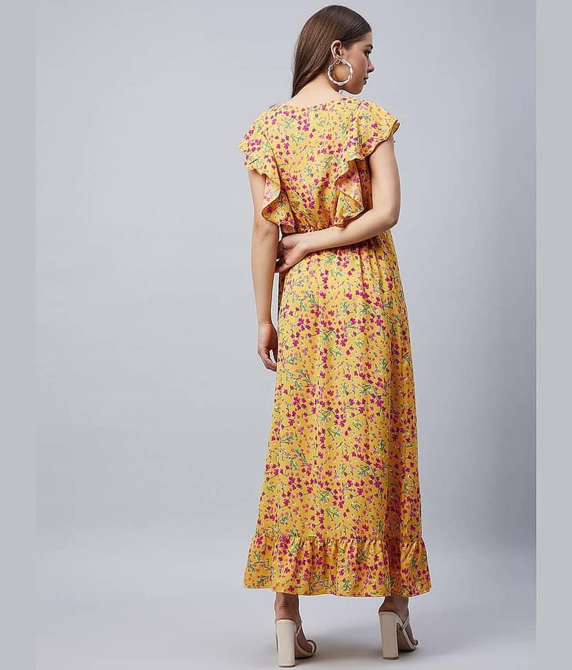 StyleStone Women Polyester Printed Fit & Flare Dress ( Green ) view 2