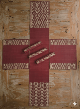 Sandhya Mat Unit Natural Madurkathi Masland Table Mat And Runner Set