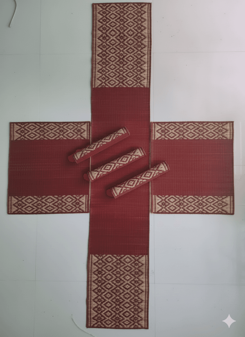 Sandhya Mat Unit Natural Madurkathi Masland Table Mat And Runner Set view 2