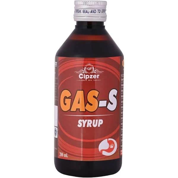 Cipzer Gas S Syrup Improves digestion and expelling trapped gases 200 Ml