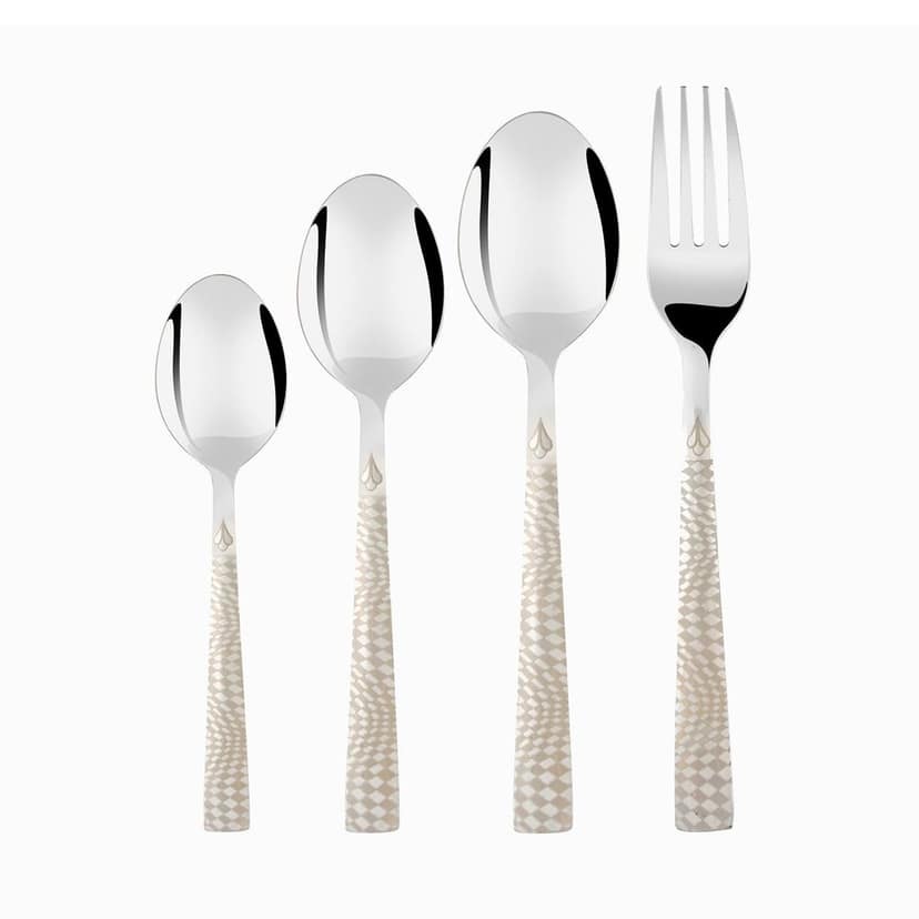 Montavo by FNS Lush 24 Pc Premium Unique Laser Engraving Cutlery Set with Gift Box Packaging (6 Dinner Spoons, 6 Dinner Forks, 6 Tea Spoons & 6 Baby Spoons) view 2
