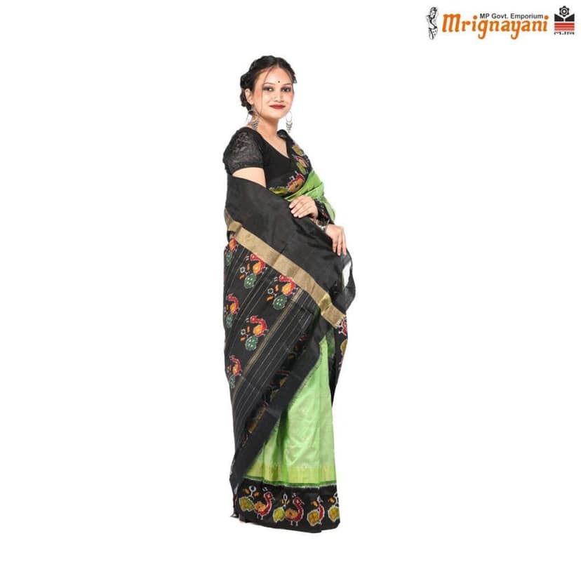 HANDLOOM IKKAT PATOLA PURE SILK SAREE WITH BLOUSE (SKU - 1SSP05230422, SAREE-1110) view 2