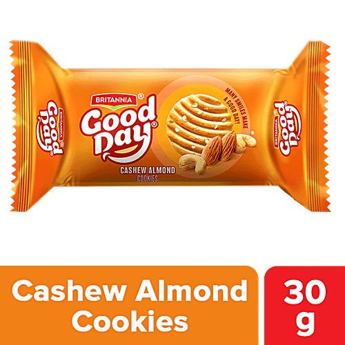 Britannia Good Day Cashew Almond Cookies - Crunchy, Ready To Eat, 30 g